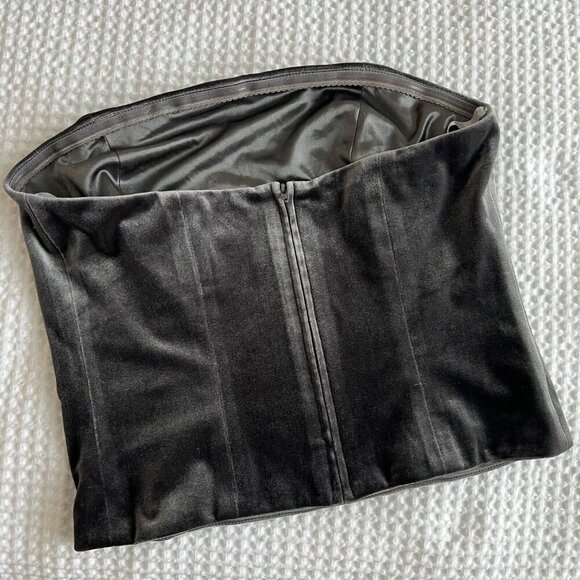 Revelry Gray Velvet Tube Top Feminine Chic Going Out Top Size Medium - Picture 2 of 6